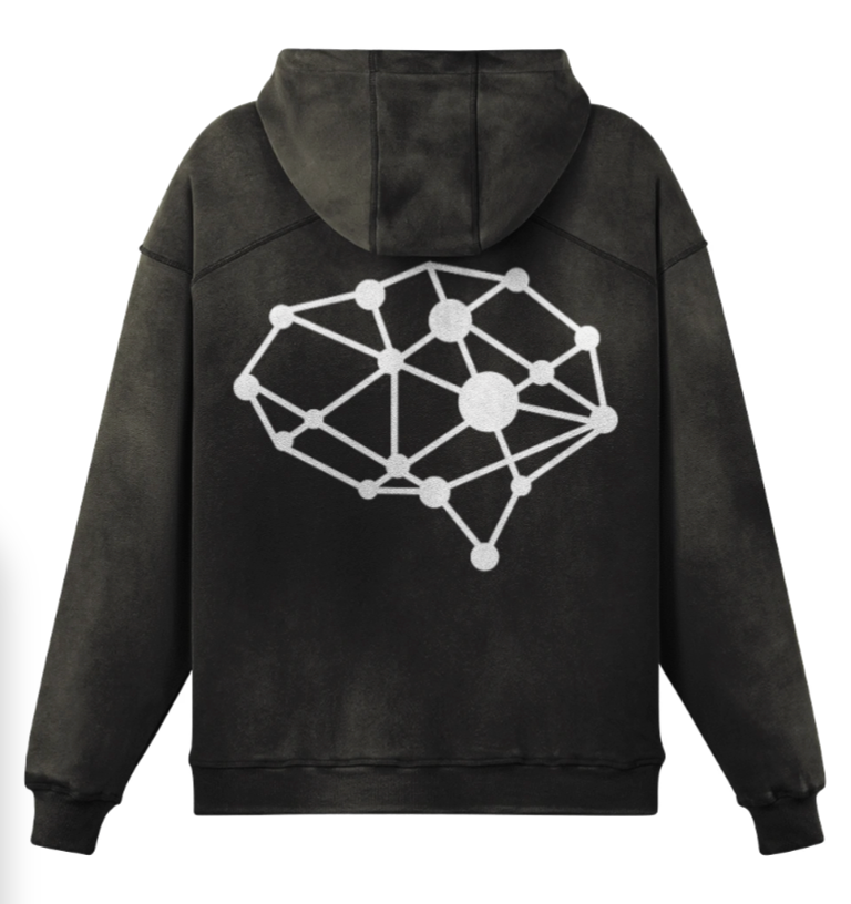 Mental Hues Sun Faded Colored Hoodie Smoky Black