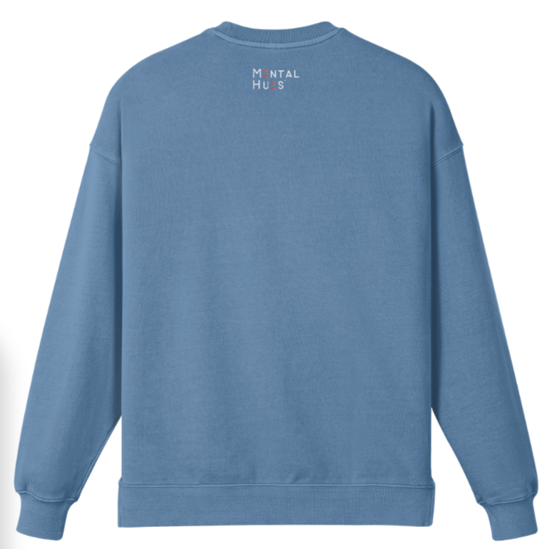 Mental Hues Oversized Faded Colored Sweatshirt Slate Blue