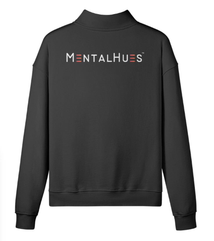 Mental Hues Half-Zip Fleece Sweatshirt M Black