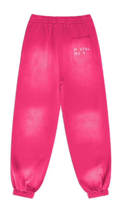 Mental Hues Sun Faded Colored Sweatpants Dark Pink