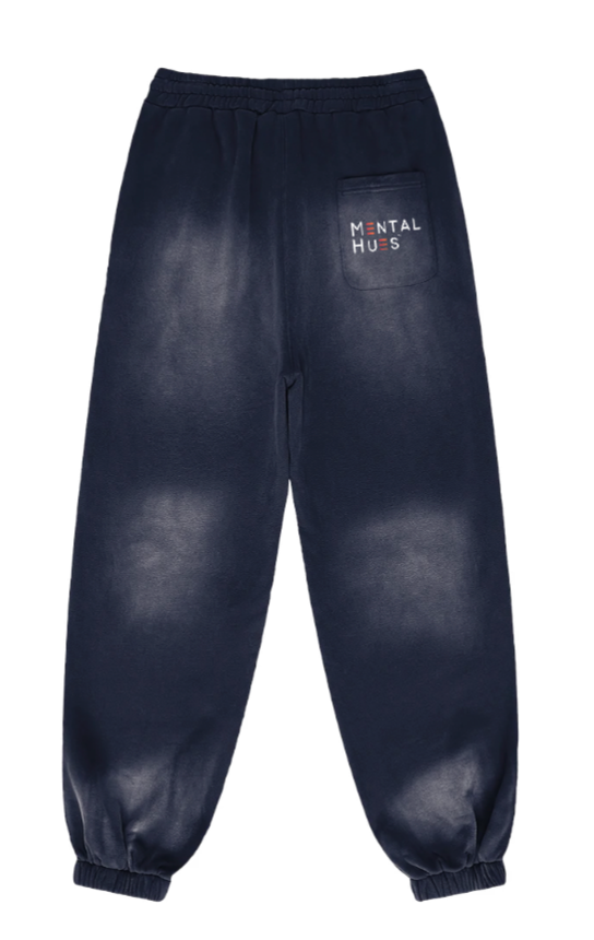 Mental Hues Sun Faded Colored Sweatpants Dark Byzantine Blue