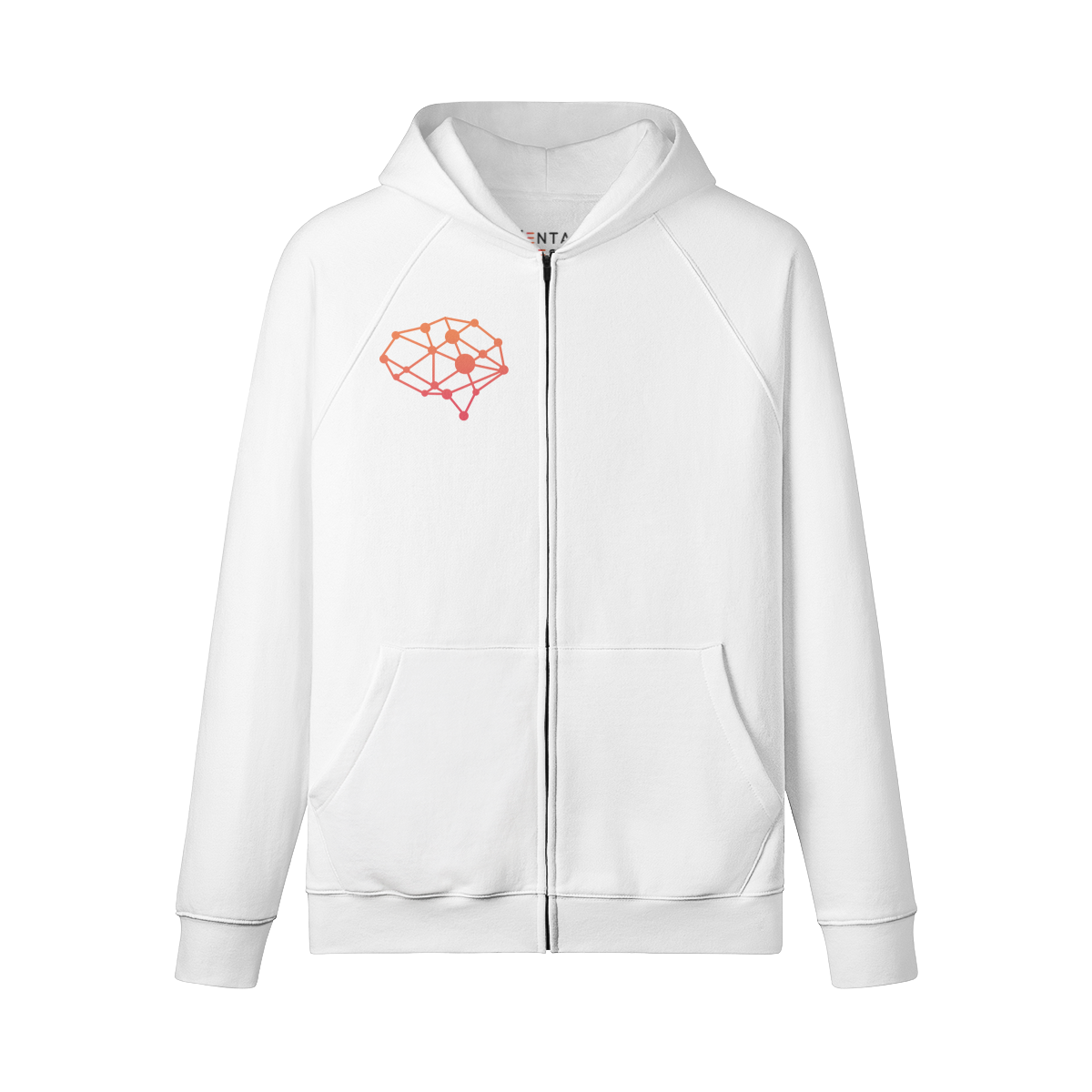 Mental Hues Full-Zip Fleece Lined Hoodie White