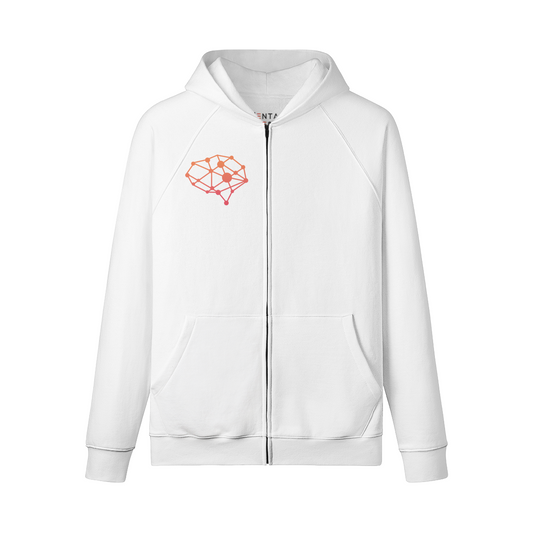 Mental Hues Full-Zip Fleece Lined Hoodie White