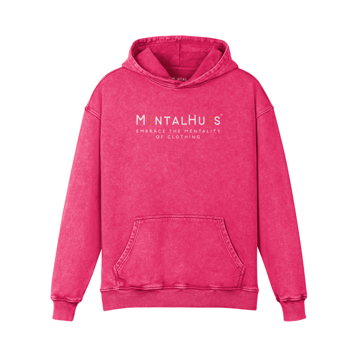 Mental Hues Faded Colored Hoodie Dark Pink