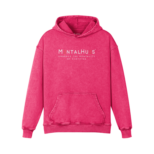 Mental Hues Faded Colored Hoodie Dark Pink