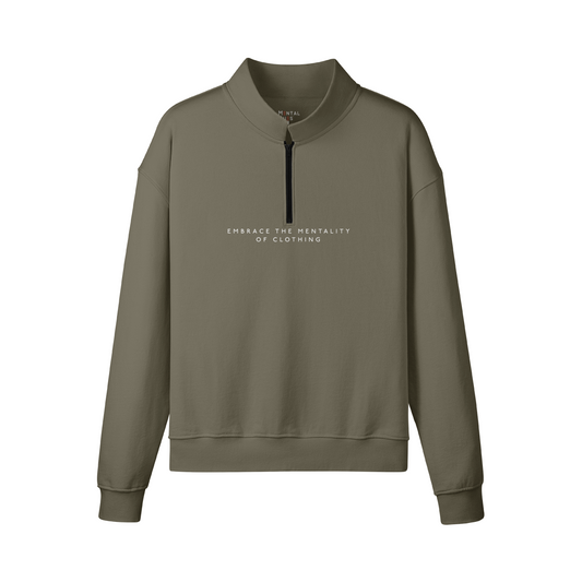 Mental Hues Half-Zip Fleece Sweatshirt M Camel