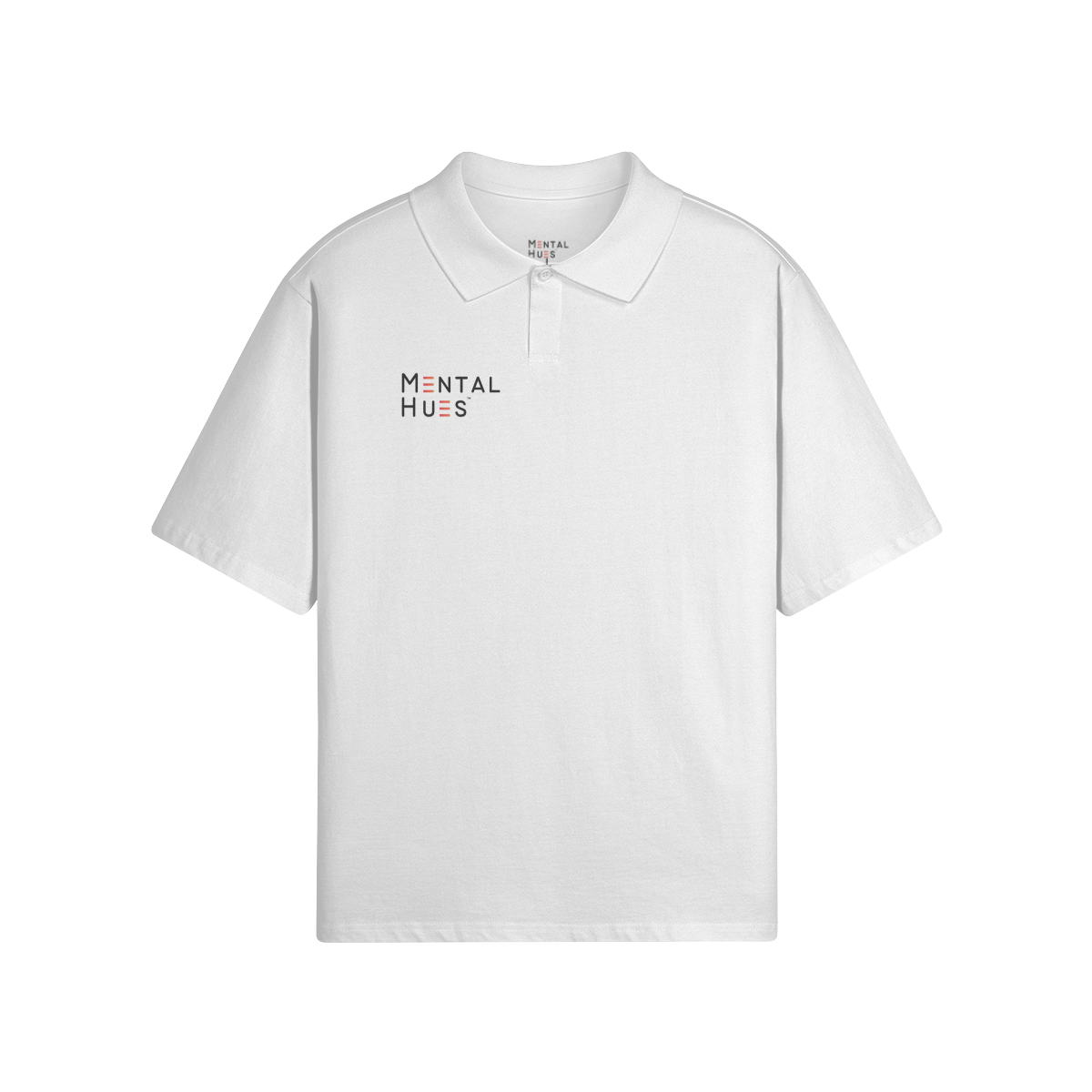 Mental Hues Oversized Polo Shirt White